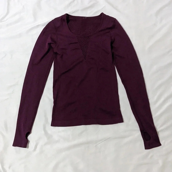 Fabletics Arta Seamless Long Sleeve Top, Port Wine Size S - Picture 2 of 15